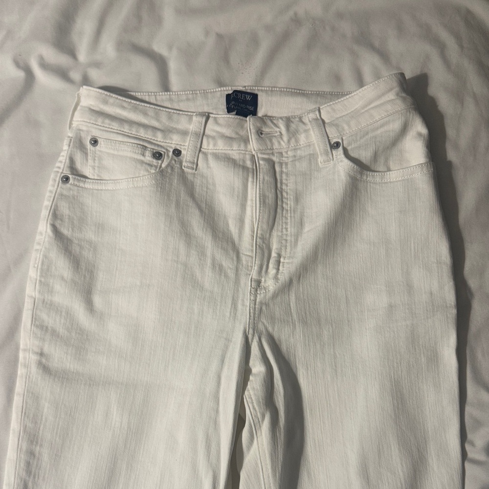 J. Crew Factory mid rise flare crop white jeans